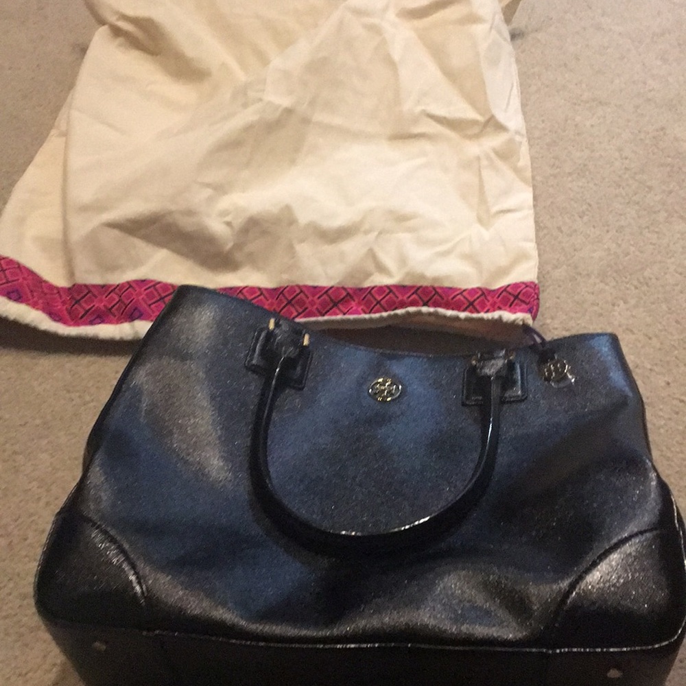 Tory Burch Black Saffiano Shoulder Tote Bag